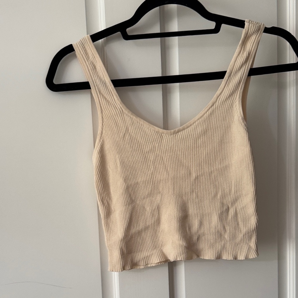 L.A HEARTS Cream Ribbed Women's Tank Top
